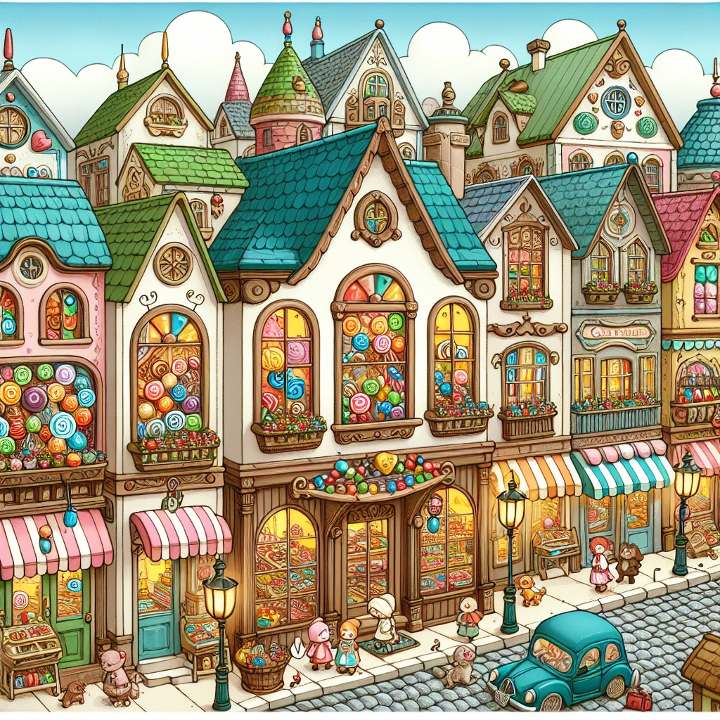 A magical candy land with chocolate rivers