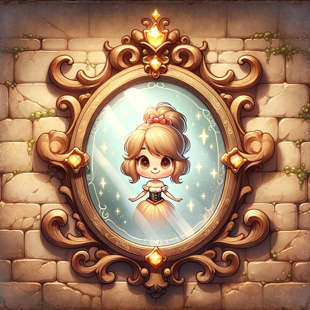 Snow White in the forest cottage of the seven dwarfs